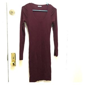 Kookai pure wool burgundy bodycon midi dress